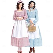 economico Pioniere / XIX secolo-19° secolo anni 1800 Vecchio West Costume Cosplay Abito da prateria Set cuffia e grembiule Pioniere Floreale Per donna Halloween Carnevale Giornata mondiale del libro Vestiti per eventi scolastici