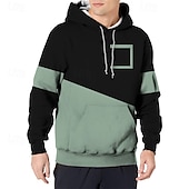 billige grunnleggende hettegensere for menn-Herre Hattetrøje Lilla Grønn Med hette Fargeblokk Lapper Lomme Sport &amp; Utendørs Daglig Ferie Polyester Gatemote Grunnleggende Fritid Vår Høst Klær Gensere Gensere
