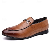 voordelige Loafers-Groene instappers met krokodillenmotief voor heren – casual zakelijke stijl, comfortabele schoenen van imitatieleer voor op kantoor en dagelijks gebruik