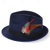levne Klobouk Fedora-Pánské 30. léta Oktoberfestový klobouk Černá Fialová Polyester Peří Módní Na běžné nošení ulice Denní Barevné bloky Proti sluci Prodyšné