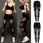 abordables Leggings unis-Femmes Collants Collants Athlétique Longueur complète Naturel Patchwork Patchwork Confortable Lifting des fesses Contrôle du ventre Yoga Décontracté Quotidien Noir Printemps Automne Slim