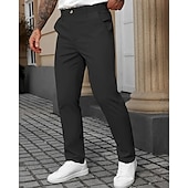 abordables Delgado-Hombre pantalones de traje Pantalones Chinos Bolsillo Botones Plano Comodidad Formal Fiesta Trabajo Moda Estilo clásico Negro Blanco Microelástico