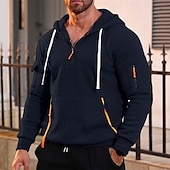 economico Felpa Tattica-Per uomo Felpa con cappuccio Felpa con cappuccio e zip corta Felpa con cappuccio in pile Felpa con cappuccio tattica Nero Blu marino Cachi Grigio scuro Grigio Con Cappuccio Semplice Patchwork Sport