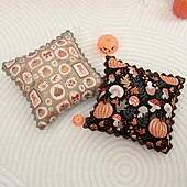 billige Putetrekk-1 stk. halloween putetrekk, gresskar geometrisk uformelt firkantet glidelås tradisjonell klassisk