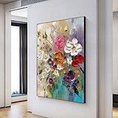 preiswerte Ölgemälde-handgemachtes Ölgemälde auf Leinwand, Wandkunst, Dekoration, modern, abstrakt, 3D, dicke Ölblumen für die Inneneinrichtung, gerollt, rahmenlos, ungedehntes Gemälde