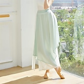 baratos Roupa de Dança Latina-leggings com saia para mulheres, calças de ioga, leggings elásticas para dança de balé, meia-calça de chiffon com saia para balé latino, salsa e tango