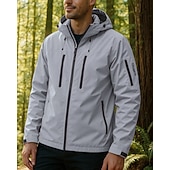 cheap Outdoor Jackets-Men&#039;s Windbreaker Hiking Jacket Rain Coat Outdoor Waterproof Windproof Lightweight Hiking Outfits Hiking Clothes Spring Autumn / Fall Top Camping / Hiking / Caving Running Black White Dark Purple