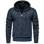 abordables suéter de la rebeca de los hombres-Hombre Chaqueta de Punto Suéter recortado Jersey con cremallera Suéter de punto Estriado Tejer Tops regulares Bolsillo Vellón Plano Con Capucha Moda Clásico Vacaciones Ropa Cotidiana Ropa Otoño