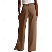 cheap Wide Leg &amp; High Waisted-Women's Wide Leg Slacks Streetwear Casual Full Length Natural Plain Elastic Waist Comfy Street Holiday Daily Wear Ash Dark-Gray Dark red Apricot Fall Regular Fit