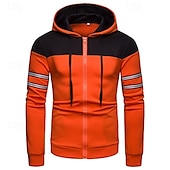 abordables sudaderas basicas hombre-Hombre Sudadera Sudadera con capucha y cremallera completa Negro Azul Marino Azul Piscina Naranja Con Capucha Plano Retazos Cremallera Bloque de Color Deporte Casual Diario Ropa de calle Fresco Ropa