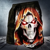 abordables pantalones cortos deportivos 3d para hombre-Hombre Cráneos de impresión en 3D Muerte Pantalones cortos de sudor Pantalones cortos de playa Pantalones cortos de felpa Media cintura Estilo gótico oscuro Vacaciones Festivos Impresión 3D con