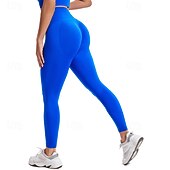 abordables Leggings y mallas de yoga-Mujer Leggings Capri Mallas Leggings de Yoga Control de barriga Alta cintura Gimnasio Rutina de ejercicio De Deporte Prendas de abajo Color sólido Negro Blanco Azul Otoño Deportes Ropa de Deporte