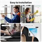 billige Blackout -gardin-Bærbare mørkleggingsgardiner, 420d oxfordstoff, helmørkleggende solskjerm, lysblokkerende vindusgardiner til reise, hjem eller kontor, selvklebende