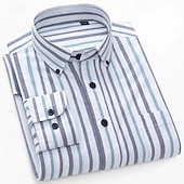 economico camicie oxford da uomo-Per uomo Camicia Camicia elegante Camicia button-down Camicia Oxford Camicia a righe A righe Abbigliamento quotidiano Abbigliamento Aziendale Rosa chiaro Giallo Blu marino scuro Blu Manica Lunga