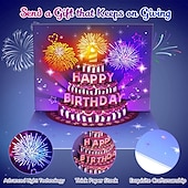 abordables Decoración y lámparas de noche-Tarjetas de cumpleaños, tarjetas de felicitación con fuegos artificiales emergentes en 3D, musicales &amp;Tarjeta de regalo de cumpleaños con luces LED, regalo de feliz cumpleaños