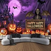 voordelige halloween wandtapijten-Halloween Blacklight Wandtapijt Schattig Spook Pompoen UV Reactief Glow in the Dark Bos Trippy Berg Mistige Begraafplaats Spook Hengende Wandtapijt Wanddecoratie Muurschildering voor Woonkamer