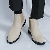 abordables Bottes de Chelsea-Bottines Chelsea blanches pour homme, idéales pour l&#039;automne et l&#039;hiver : élégantes et faciles à enfiler, idéales pour les professionnels urbains et les tenues décontractées élégantes.