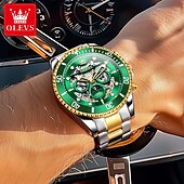 abordables Montres à quartz-OLEVS Hommes Montre à quartz Créatif Mode Décontracté Montre-bracelet Remontage automatique Phase de Lune Lumineux IMPERMÉABLE Acier Suivre