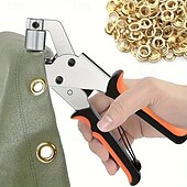 お買い得  DIYアート-10mmリング200個付きのアイレットパンチセット - DIYターポリンフェイクレザーに最適 &amp;防水生地プロジェクト縫製 &amp;クラフトの必需品