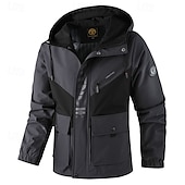 preiswerte Sportjacke-Herren Outdoorjacke Freizeitjacke Urlaub Täglich Winddicht Warm Tasche Herbst Winter Farbblock Buchstabe Mode Klassisch Mit Kapuze Regulär Weiß Dunkelgray Jacken