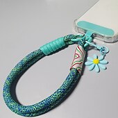 abordables Cordons et dragonnes pour téléphone-Corde courte imprimée pour téléphone portable, pendentif fleur, corde tissée courte à double usage, corde de suspension robuste pour voyage en plein air pour hommes et femmes