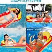 cheap Outdoor Activity-1pc Large PVC Inflatable Pool Float with Sun Hat Design - Durable Foldable and Portable for Beach and Pool Parties Pool Relaxation EssentialsPlayful Pool AccessoryDurable Pool Float