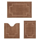levne Sada 3 ks koupelnových koberců-obdélníkový 3/5&quot; (1,5 cm) Rohožky na stroji Polyester Non Skid Klasické Pevná barva