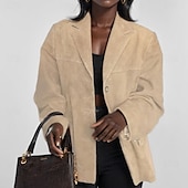 abordables Manteaux d&#039;Hiver-Femmes Manteau Blazer Chaud Confortable Avec Poches Boutons Mode Moderne Uni Travail Quotidien Régulier Col Rabattu Coupe régulière manche longue Vêtements d&#039;extérieur Noir Marron Kaki Automne Hiver