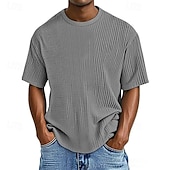 abordables T-shirt en tricot gaufré-Homme T-shirt Chemise à manches courtes Manche Courte Col ras du cou Été Uni Mode Designer Basique Jacquard Vacances Rue Sortir Abricot Noir Blanche T-shirt haut de gamme pour homme