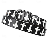 cheap Men&#039;s Belt-Men&#039;s Belt Waist Belt Black White Dermis Alloy Durable Adjustable Cross Outdoor Daily