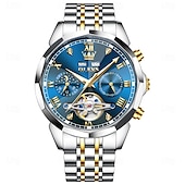 abordables Relojes mecánicos-OLEVS Hombre Relojes Mecánico Al Aire Libre Moda Reloj Casual Reloj de Muñeca Cuerda Automática Pantalla de fase lunar Luminoso Calendario perpetuo Acero Reloj