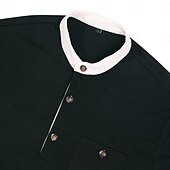 preiswerte Lässiges Henley-T-Shirt-Herren Henley Hemd T-Shirt T-Shirt aus Baumwollmischung Langarm Farbblock Einheitliche Farbe Mode Designer Basic Patchwork Stehkragen Henley Urlaub Straße Lässig Frühling &amp; Herbst Schwarz Marineblau