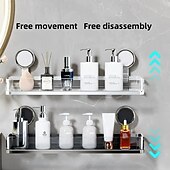 economico Rack di archiviazione-mensola da bagno con ventosa montata a parete, mensola impermeabile per cosmetici con drenaggio, perfetta per il bagno &amp;organizzazione della cucina