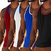 preiswerte Fitness Tank-Tops-4 Stück Herren Tanktop Weste Unterhemd Ärmellos Shirt Ärmellos U-Ausschnitt U-Ausschnitt Sommer Einfarbig Farbblock Einfarbig Mode Sportlich Klassisch Farbblock Street Casual Sports Königsblau