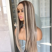 economico Parrucche lace front capelli veri-Capelli umani 13x6 Fronte in Pizzo 13x4 Fronte in Pizzo Parrucca Riga Libera Capelli brasiliani Liscio Marrone Chiaro Multicolore Parrucca 130% 150% 180% Densità dei capelli con Capelli di Bambino