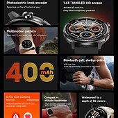 abordables Montres connectées-S666R Montre intelligente 1.43 pouce Smartwatch Montre Connectée Bluetooth Podomètre Rappel d&#039;appel Moniteur d&#039;Activité Compatible avec Android iOS Hommes GPS Longue Veille Étanche IP68 Boîtier de