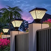 economico Applique per esterni-Lampada solare da esterno a LED con telecomando, temporizzata, con pilastro luminoso, IP65, lampada solare da giardino a LED, dimmerabile, RGB, luce calda, luce bianca, luce neutra, lanterna solare,
