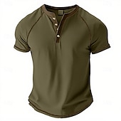 levne Ležérní tričko Henley-Pánské Tričko Henley Tričko Top Tričko ze směsi bavlny Krátký rukáv Barevné bloky Bez vzoru Retro Módní Designové Základní Kontrastní krajka Klínové rukávy Henley ulice Ležérní Běžné / Denní Léto