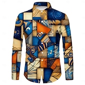 economico Cime-Retrò Vintage Anni &#039;70 Camicia Disco Geometrico Psichedelico Per uomo Halloween Carnevale Festival Musicale Parata dell&#039;Orgoglio Festa a tema retrò Adulti Camicia