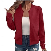 cheap Casual Jackets-Women&#039;s Casual Jacket Sport Jacket Textured Jackets Office / Career Daily Wear Going out Fall Regular Coat Stand Collar Regular Fit Warm Vintage Style Lady Casual Jacket Long Sleeve non-printing