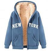 baratos Moletom com capuz de lã-Homens Full Zip Hoodie Moletom com zíper Casaco de lã Moletom de lã Adamascado Preto Vinho Vermelho Azul Com Capuz Tecido Letra Estampas Abstratas Zíper Bolsos Desportos e Ar livre Casual Diário
