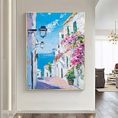 cheap Landscape Paintings-Handmade abstract street art oil painting France Paris City Landscape oil painting Oil painting of Street View of Paris City People walking in the bustling streets of Paris frame painting