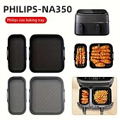 abordables Friteuses à Air-Lot de 2 plaques de cuisson réutilisables en silicone antiadhésives pour friteuse à air, compatibles avec les modèles Philips NA350-3000, avec surface antiadhésive, adaptées aux friteuses à air, aux