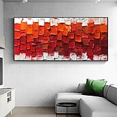 preiswerte Blumen-/Botanische Gemälde-handgemachtes original minimalistisches Ölgemälde auf Leinwand abstrakt rot impasto strukturierte Wandkunst für Wohndekoration mit gespanntem Rahmen ohne Innenrahmen Gemälde