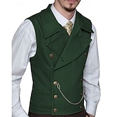 abordables Chalecos-Hombre Chaleco Vacaciones Fiesta Negocio Moda Casual Primavera Otoño Bolsillo Botones Poliéster Cómodo Plano Botonadura Doble Diseño Ajuste regular Plata Negro Blanco Vino Chaleco
