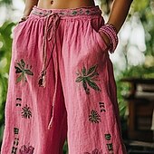 economico gamba larga e vita alta-Per donna Gamba larga Pantaloni Pantaloni Palazzo Moda Boho Lunghezza intera Vita Alta Fiore Elastico in vita Coulisse Stampato Traspirabilità Confortevole Streetwear Abbigliamento quotidiano Uscire