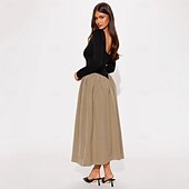 levne Jednoduché šaty-Dámské Maxi šaty Šaty bez zad Elegantní Večírek Narozeniny Dovolená Párty Denní Běžný Pevná barva Dlouhý rukáv Do U Khaki Léto Jaro Podzim