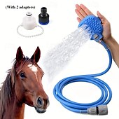 abordables Soins et soutien aux animaux-Outil de bain pour chevaux 5 en 1 et brosse douce, brosse polyvalente pour chevaux avec buse de tuyau d&#039;arrosage, outil de massage pour toilettage de chevaux adapté aux bovins, chevaux, moutons, etc.
