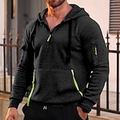 economico Felpa Tattica-Per uomo Felpa con cappuccio Felpa con cappuccio e zip corta Felpa con cappuccio in pile Felpa con cappuccio tattica Nero Blu marino Cachi Grigio scuro Grigio Con Cappuccio Semplice Patchwork Sport