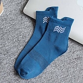 economico calzini da uomo-Per uomo 5 Paia Pacchi Multipli Calzini Calzini da Corsa Calzini Casual Nero Bianco Colore Semplice Linea Vacanza Sport &amp; Outdoor Quotidiano Base Medio Primavera Autunno Moda Casual